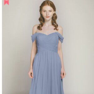 Tulle & Chantilly Dusty Blue Long Off Shoulder- Size 16